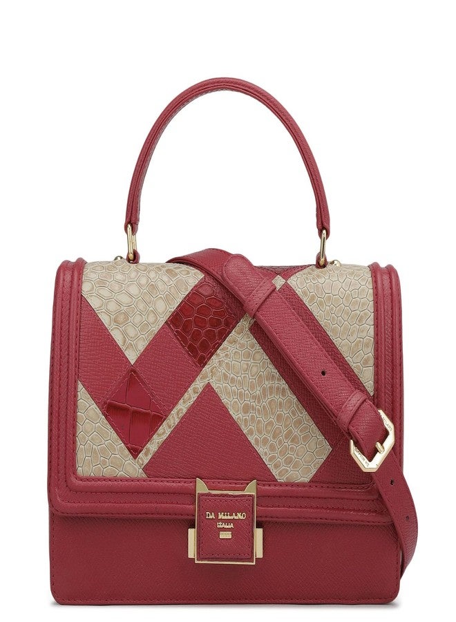 Da Milano Leather Satchel Bag for Women - Purple & Frost - Image 1